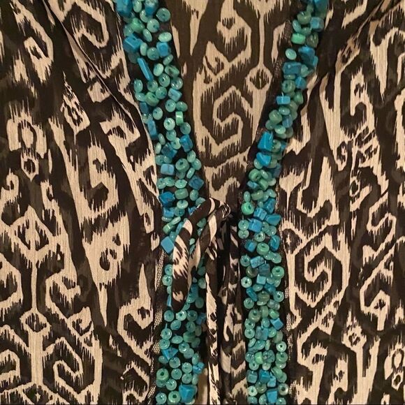 V By Eva Black White Beaded  Kimono Size Large - Picture 3 of 11
